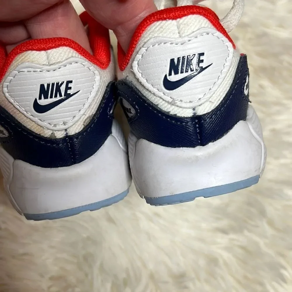 Nike Air Max 90 (TD) Toddlers Shoes USA Denim White-Chile Red-Navy DJ5179-100